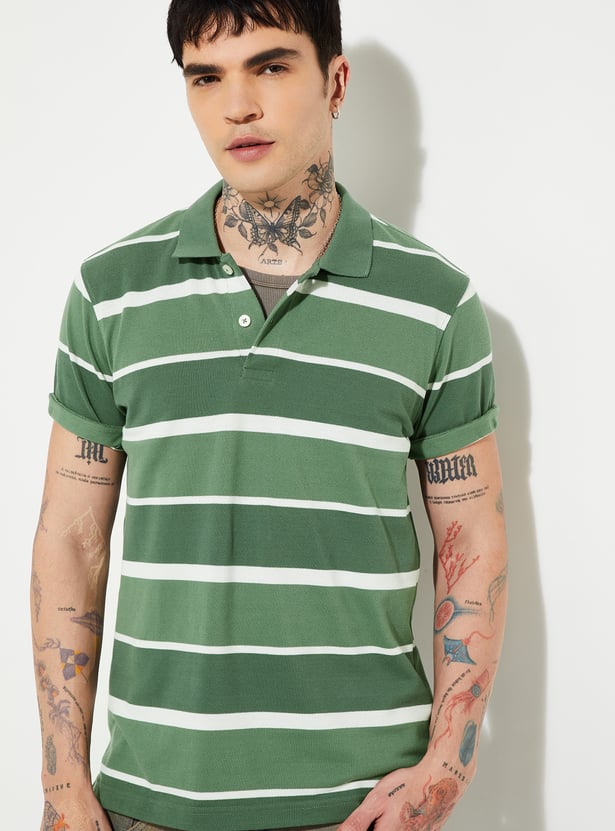 Men Striped Polo T-shirt