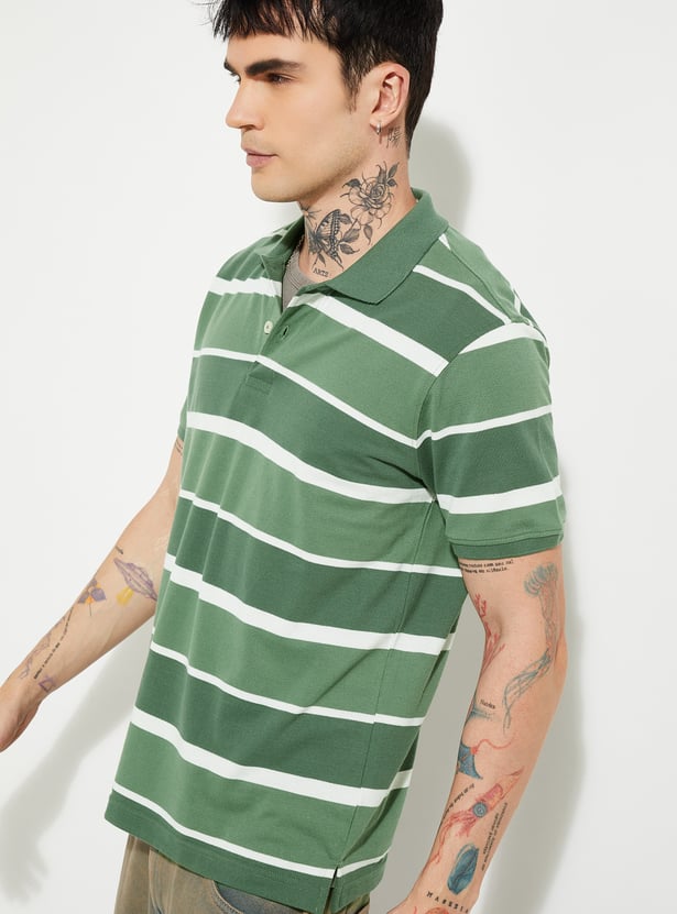 Men Striped Polo T-shirt