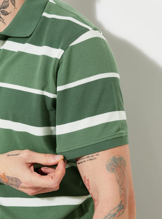 Men Striped Polo T-shirt