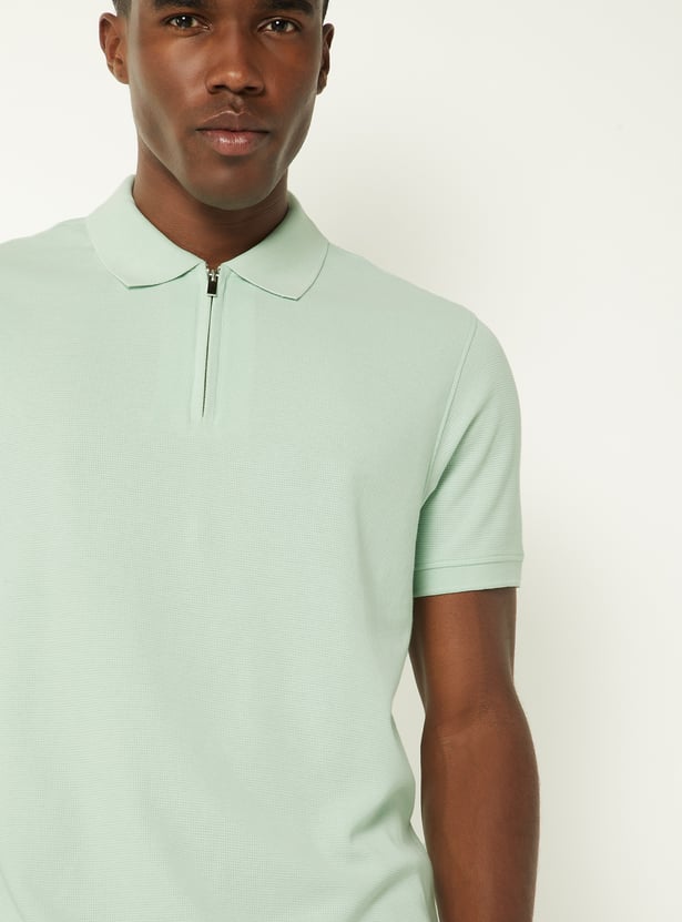 Men Textured Polo T-shirt