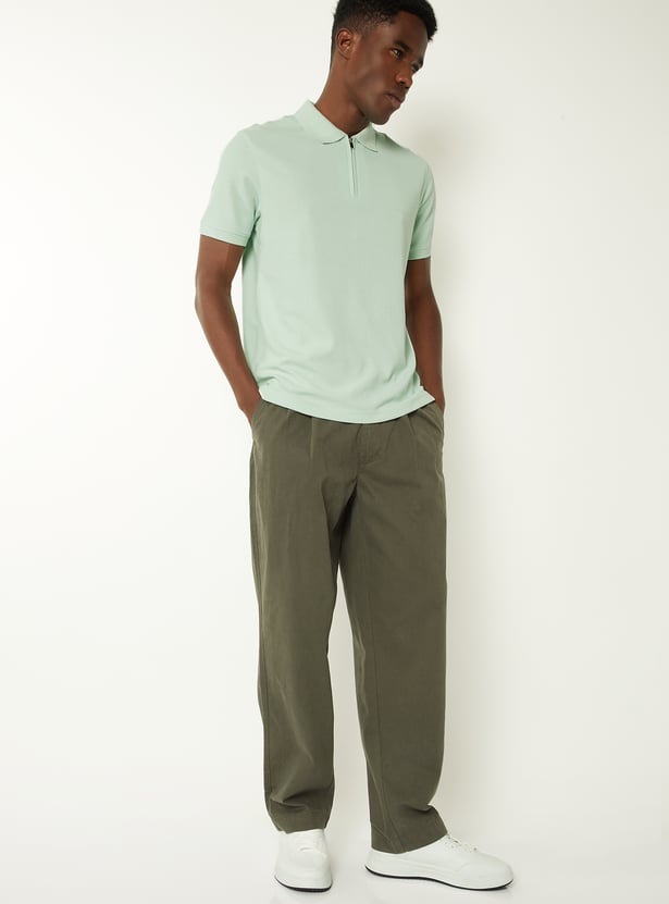 Men Textured Polo T-shirt