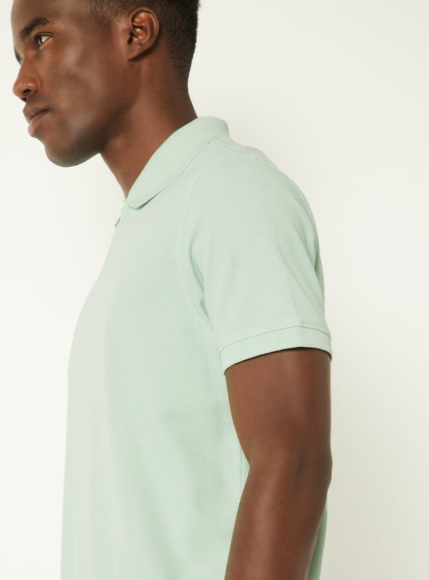 Men Textured Polo T-shirt
