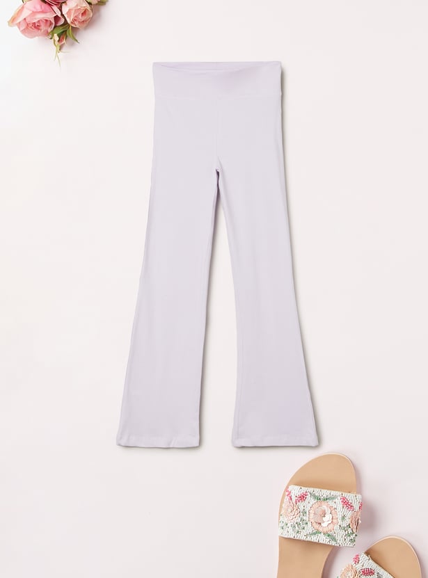 Girls Solid Flared Leggings