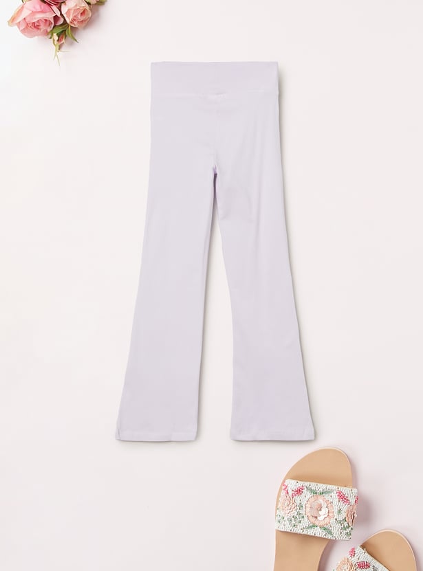 Girls Solid Flared Leggings