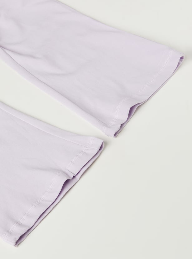 Girls Solid Flared Leggings