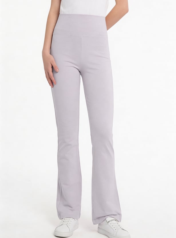 Girls Solid Flared Leggings