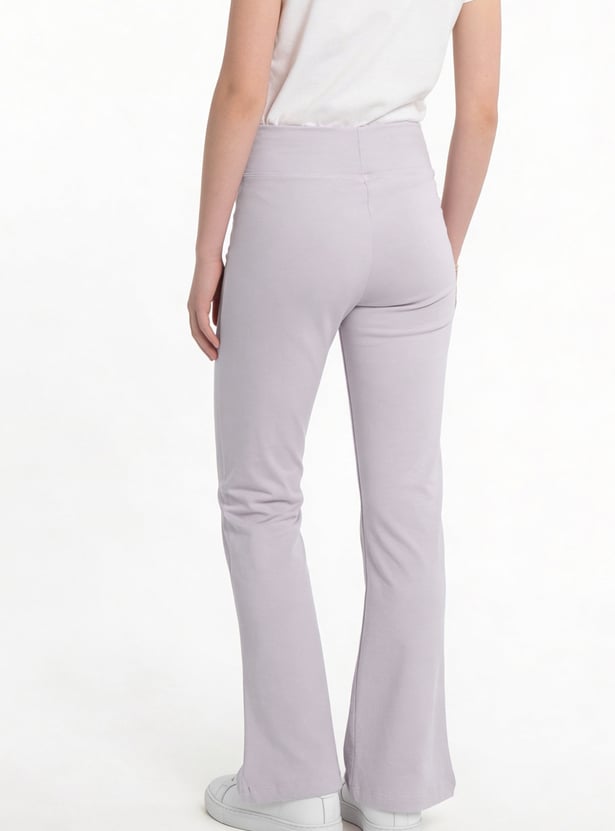 Girls Solid Flared Leggings