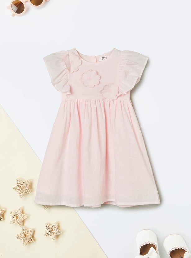 Girls Solid A-line Dress