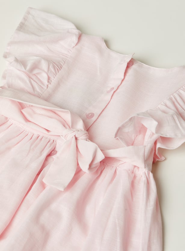 Girls Solid A-line Dress