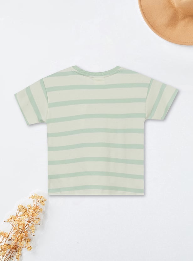 Girls Striped T-shirt with Crochet Detail