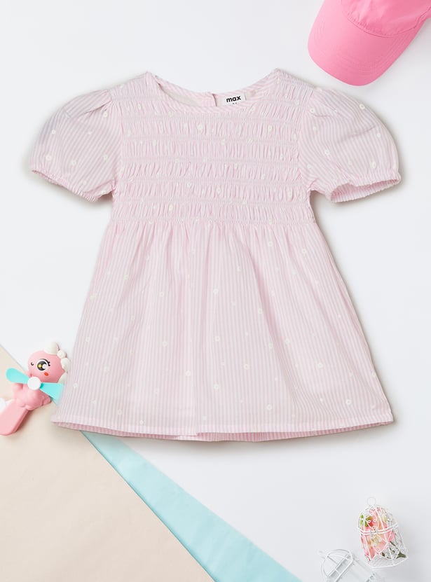 Girls Floral Checked Top