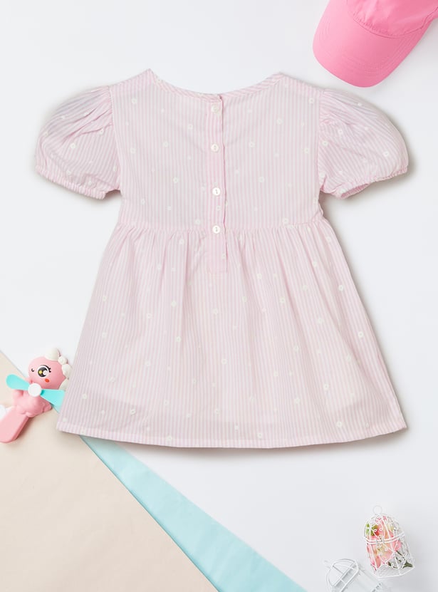 Girls Floral Checked Top