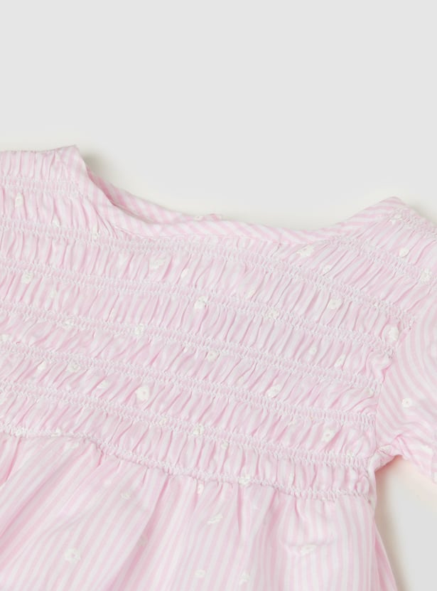 Girls Floral Checked Top