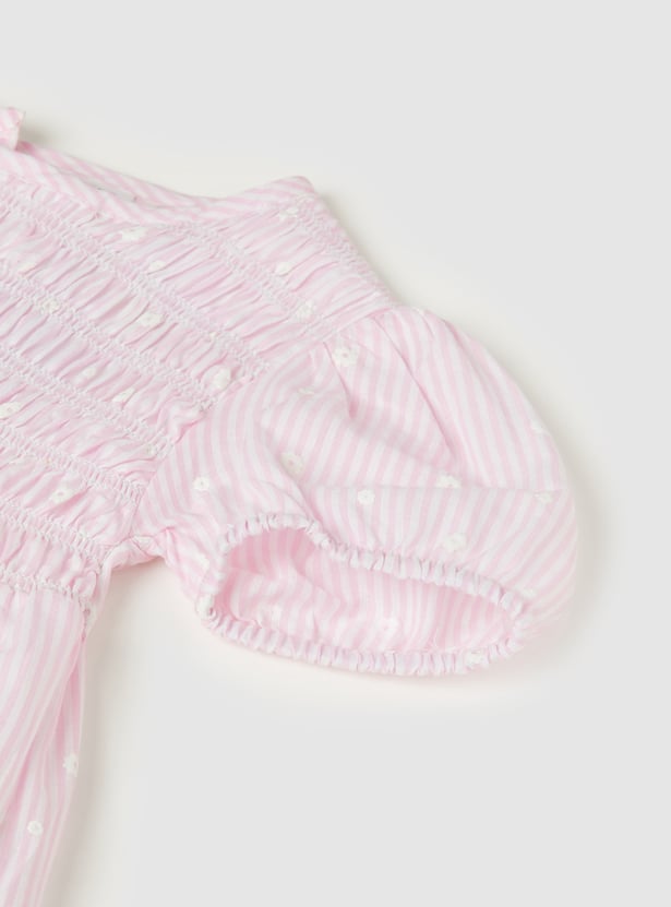 Girls Floral Checked Top