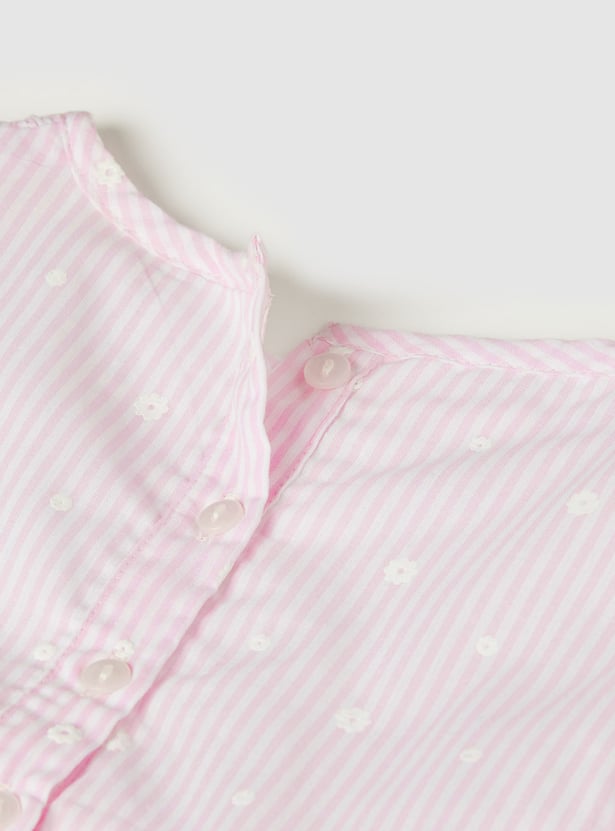 Girls Floral Checked Top