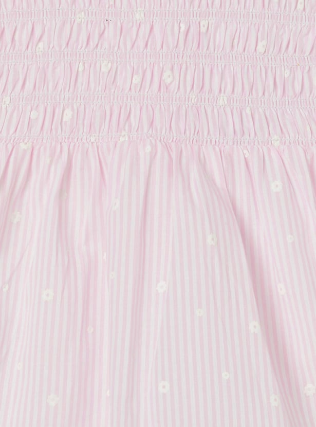 Girls Floral Checked Top
