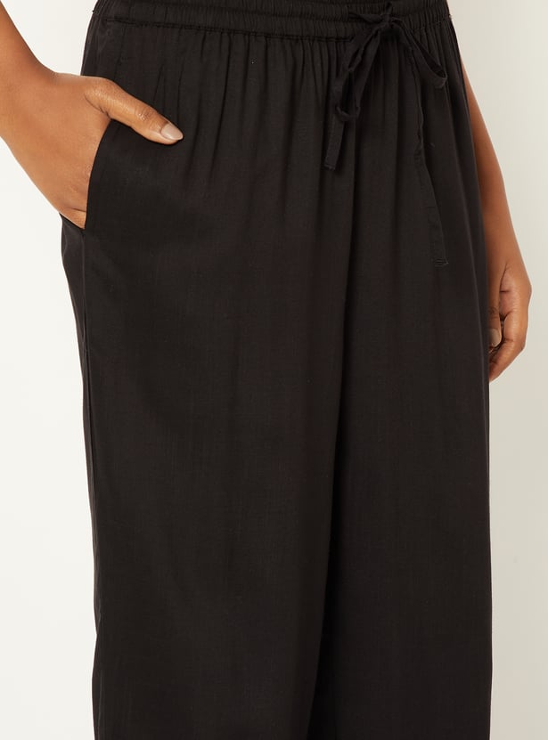 Women Mirror-Work Hem Palazzos