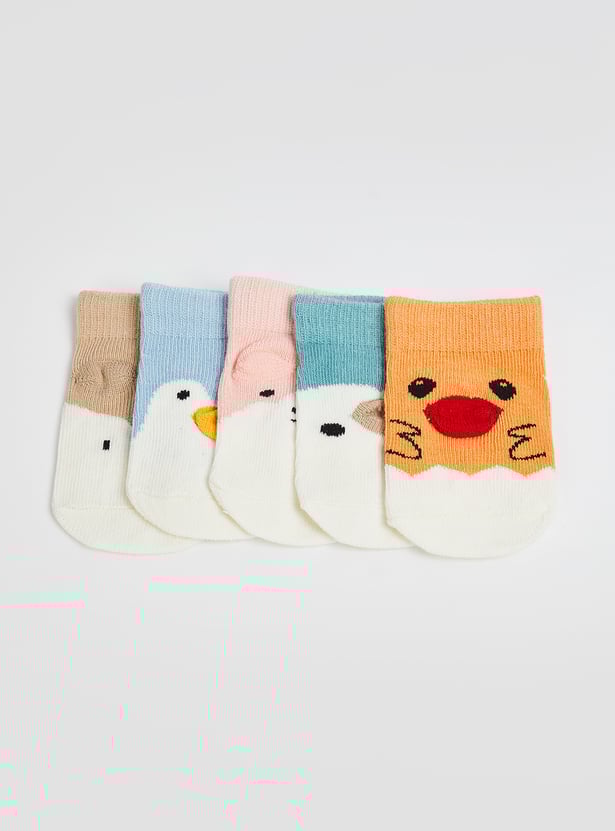 Girls Printed Ankle Length Socks - Pack of 5