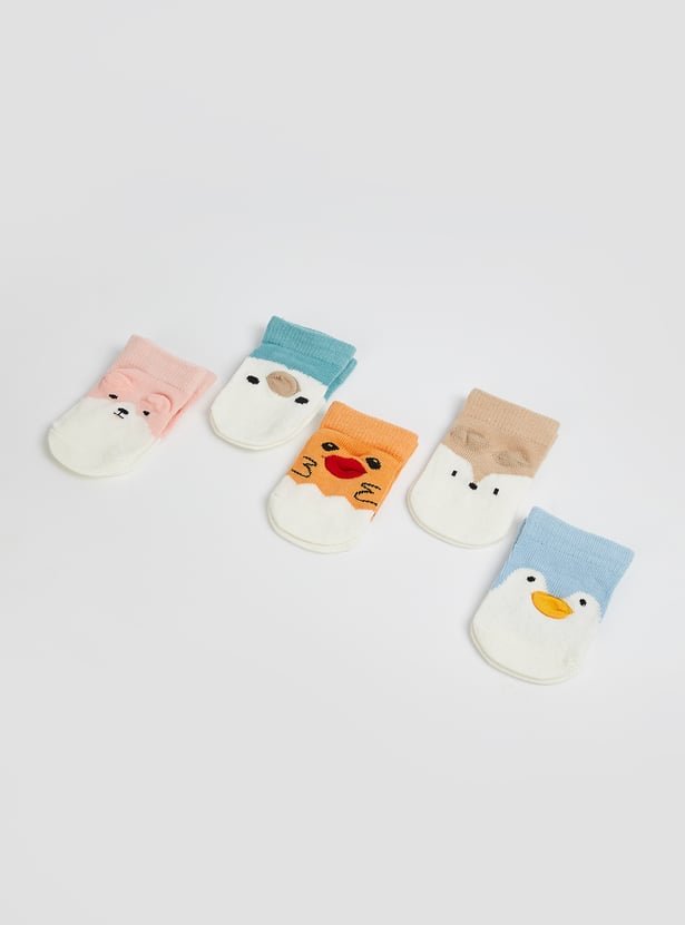 Girls Printed Ankle Length Socks - Pack of 5