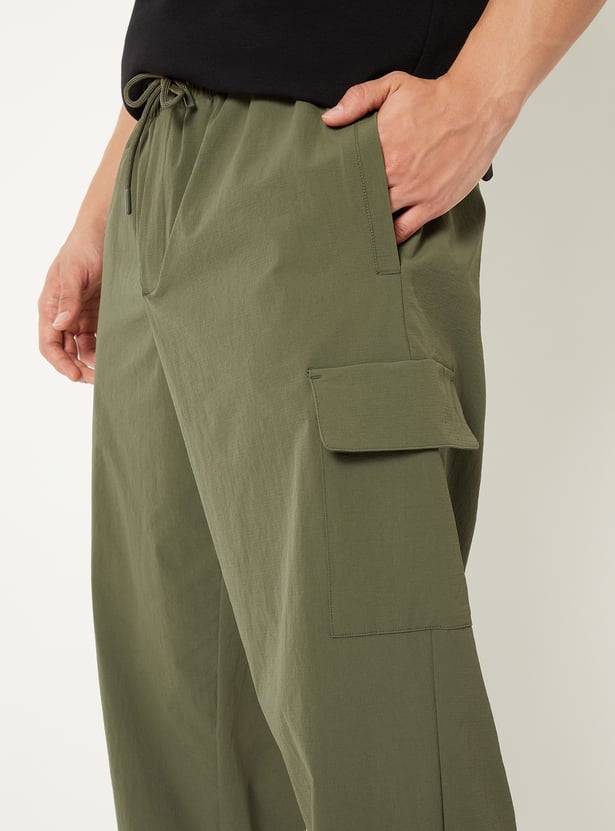 Men Solid Cargo Track Pants