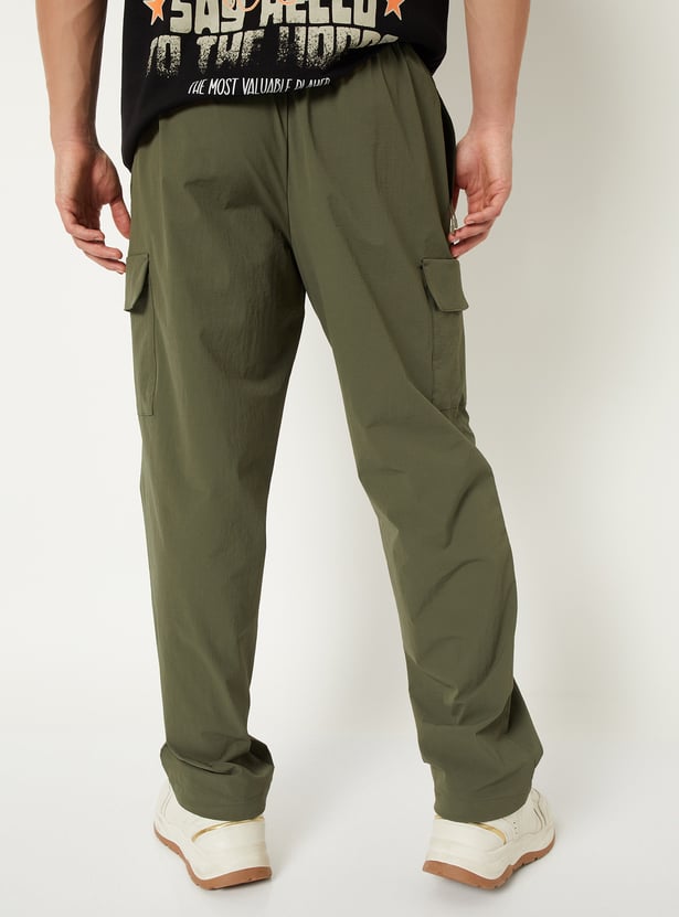 Men Solid Cargo Track Pants