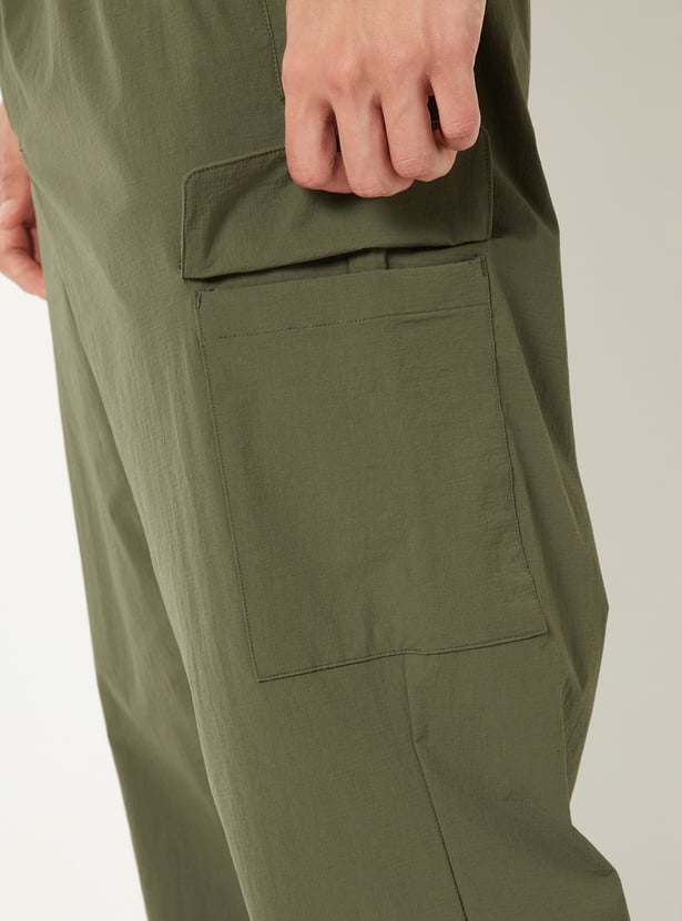 Men Solid Cargo Track Pants