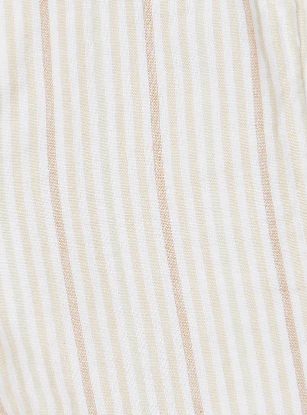 Boys Textured Shirt and Striped Shorts Set