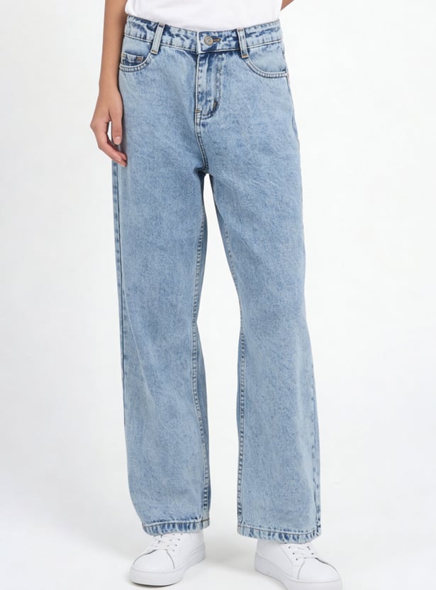 Girls Washed WideLeg Jeans