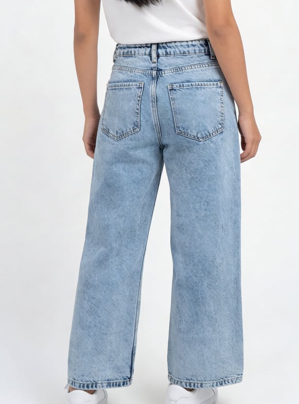 Girls Washed WideLeg Jeans