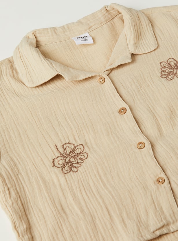 Girls Embroidered Resort Collar Shirt