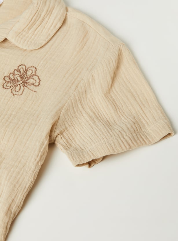 Girls Embroidered Resort Collar Shirt