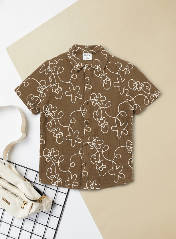 Boys Embroidered Oversized Shirt