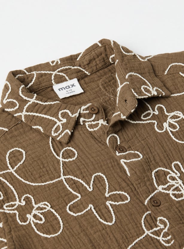 Boys Embroidered Oversized Shirt
