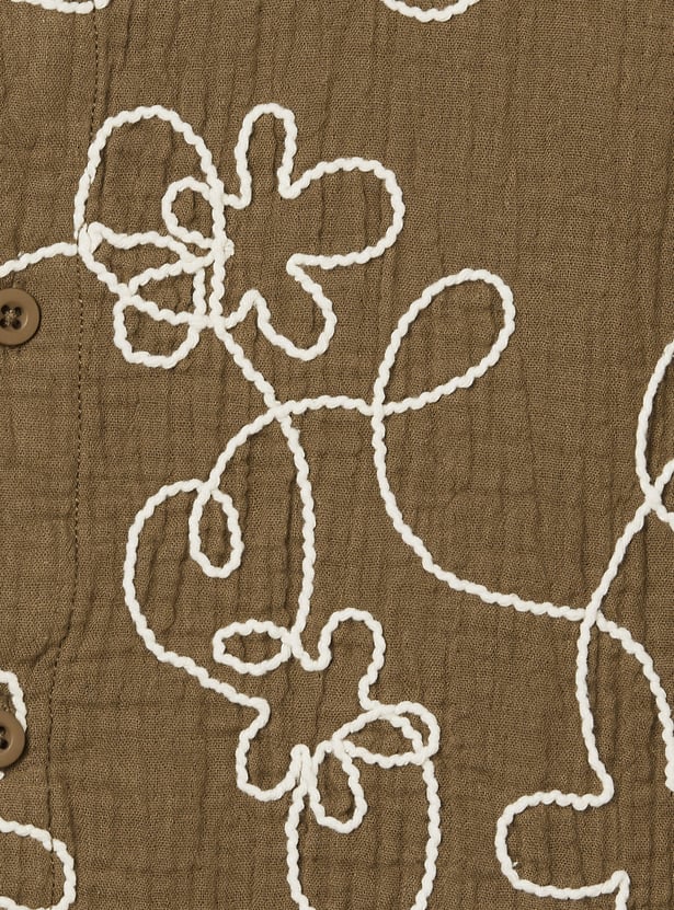 Boys Embroidered Oversized Shirt