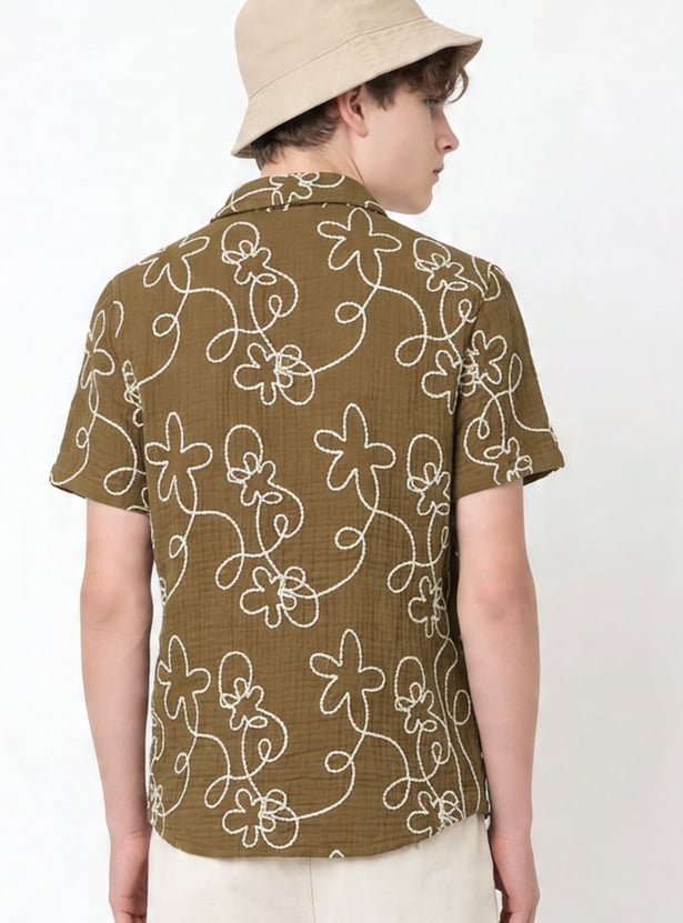 Boys Embroidered Oversized Shirt
