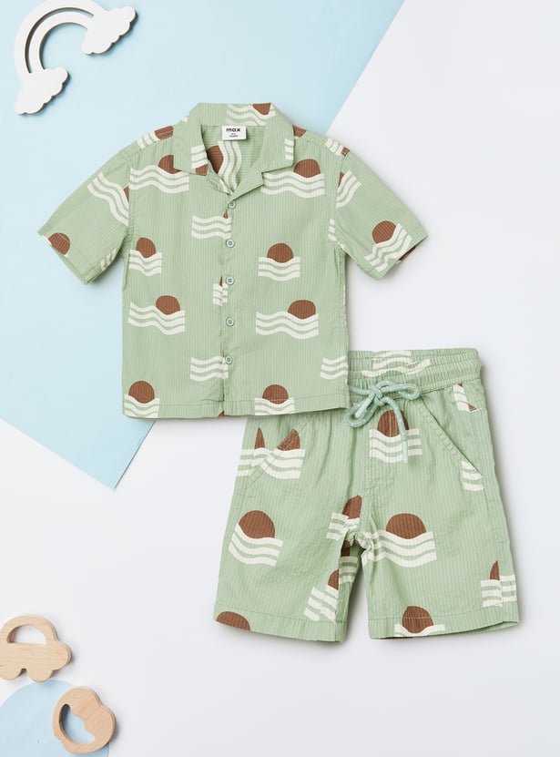 Boys Printed Shorts Set