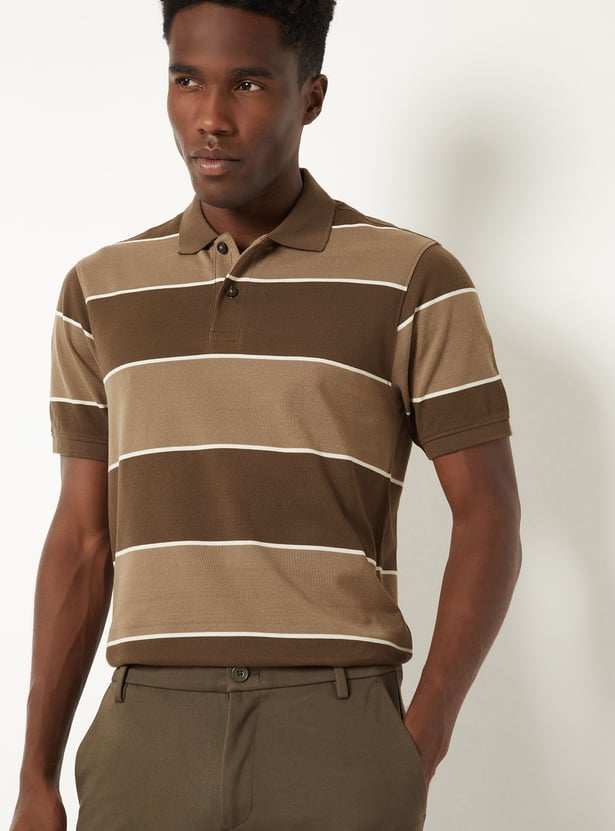 Men Striped Polo T-shirt