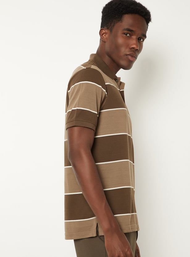 Men Striped Polo T-shirt