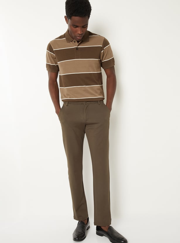 Men Striped Polo T-shirt