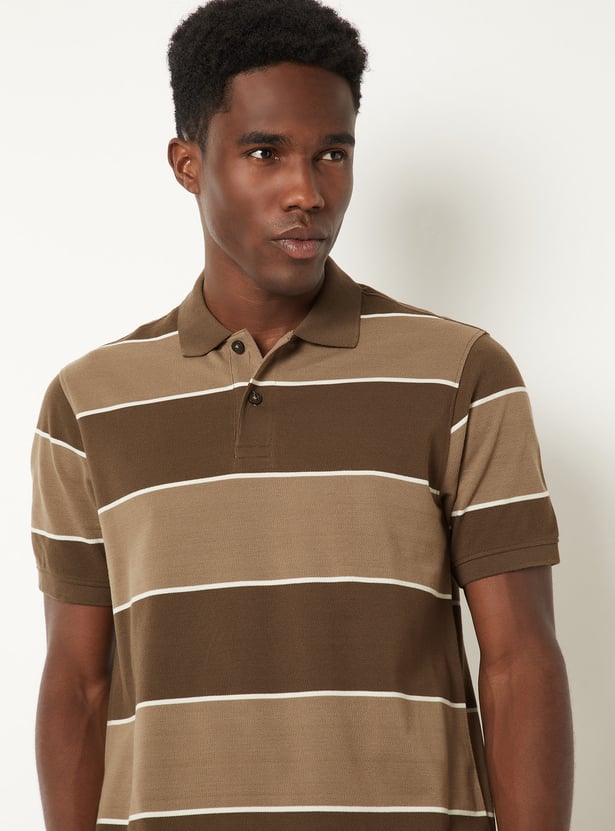 Men Striped Polo T-shirt