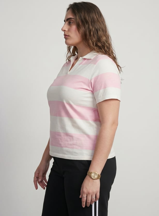Women Striped Polo T-shirt