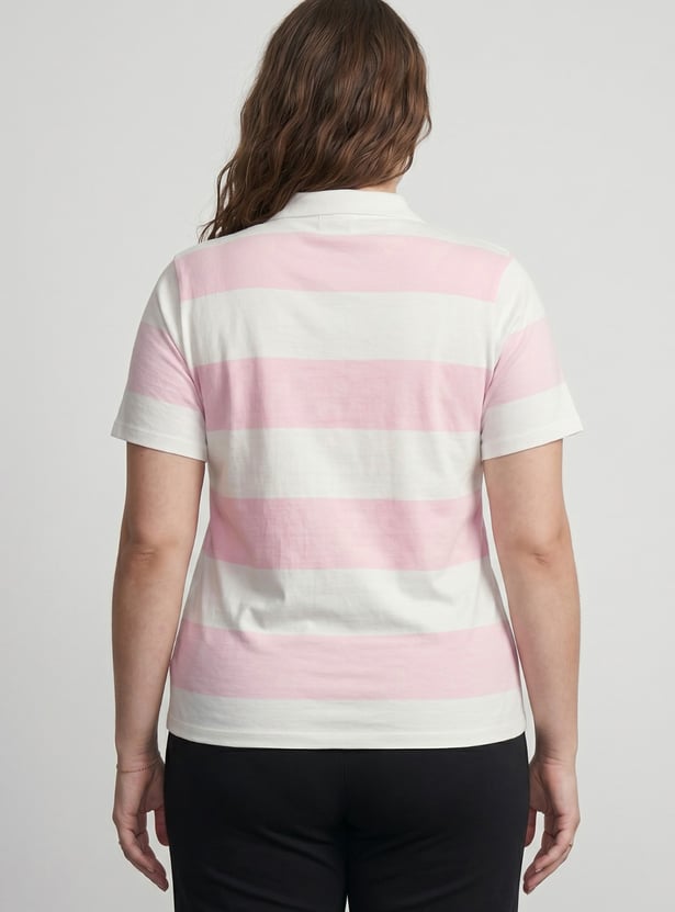 Women Striped Polo T-shirt