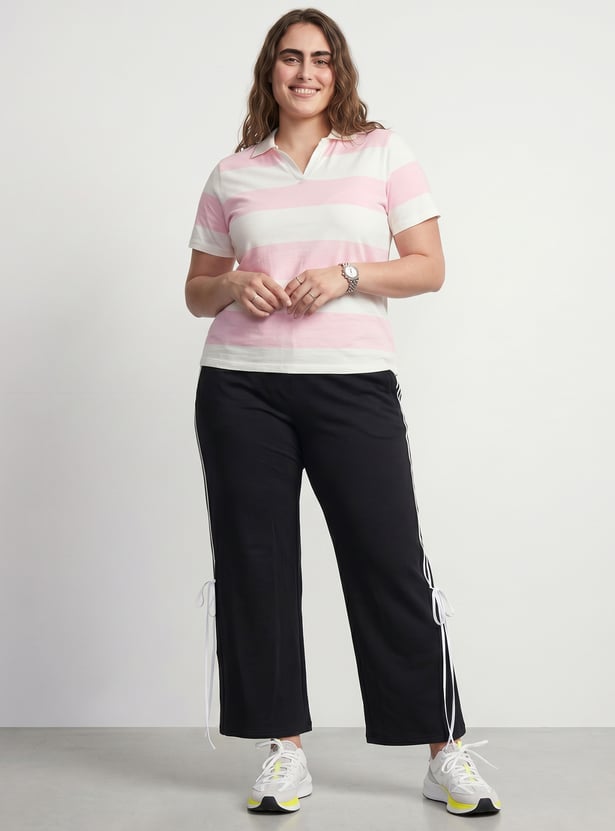 Women Striped Polo T-shirt