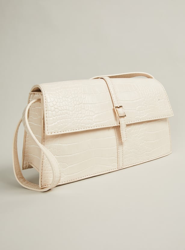 Women Croc-Textured Shoulder Bag