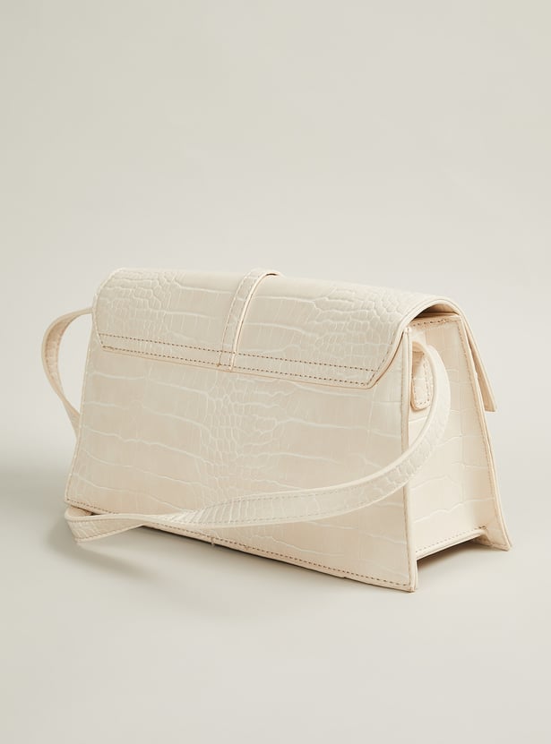 Women Croc-Textured Shoulder Bag