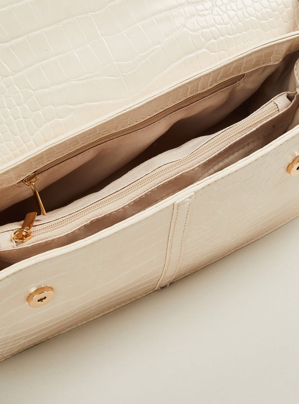 Women Croc-Textured Shoulder Bag