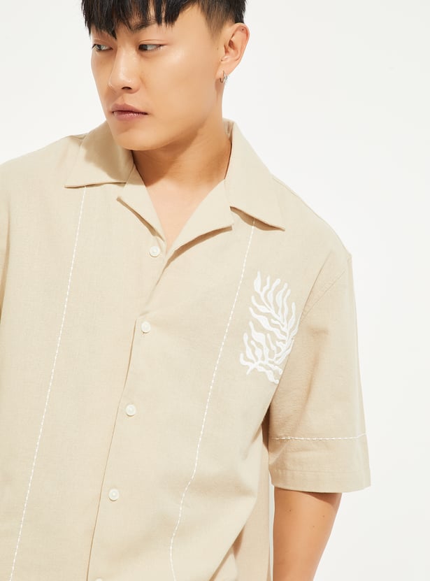 URB_N Men Embroidered Resort Shirt