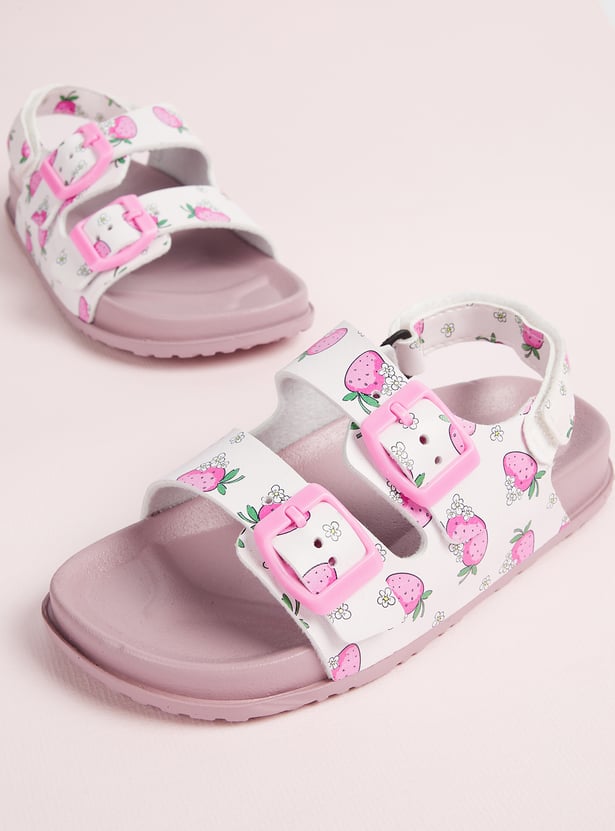 Girls Printed Sandals with Velcro Back Straps