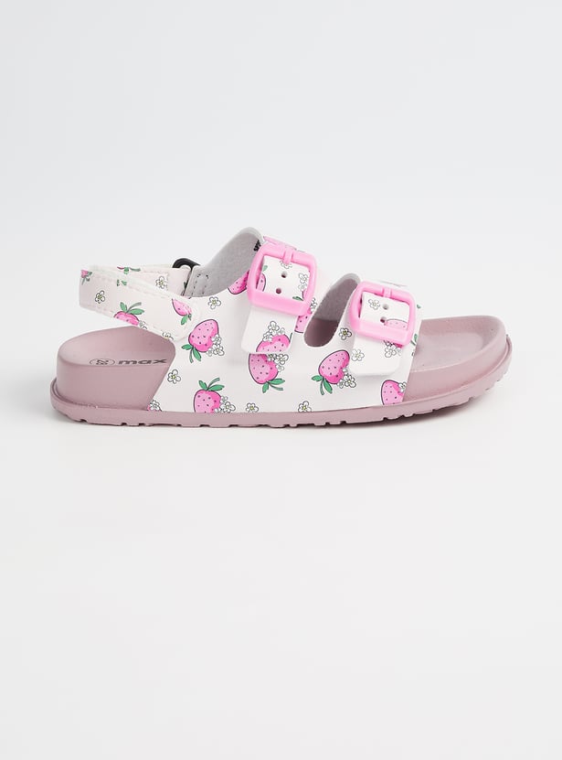 Girls Printed Sandals with Velcro Back Straps