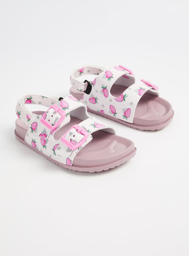 Girls Printed Sandals with Velcro Back Straps